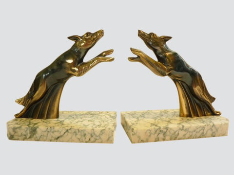 French leaping dog bookends by Franjou