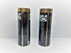 Pair of rare black glass enamelled art deco vases